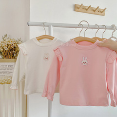 春秋新款嬰兒打底衫白色4粉色女寶寶長袖T恤1歲女寶上衣0011