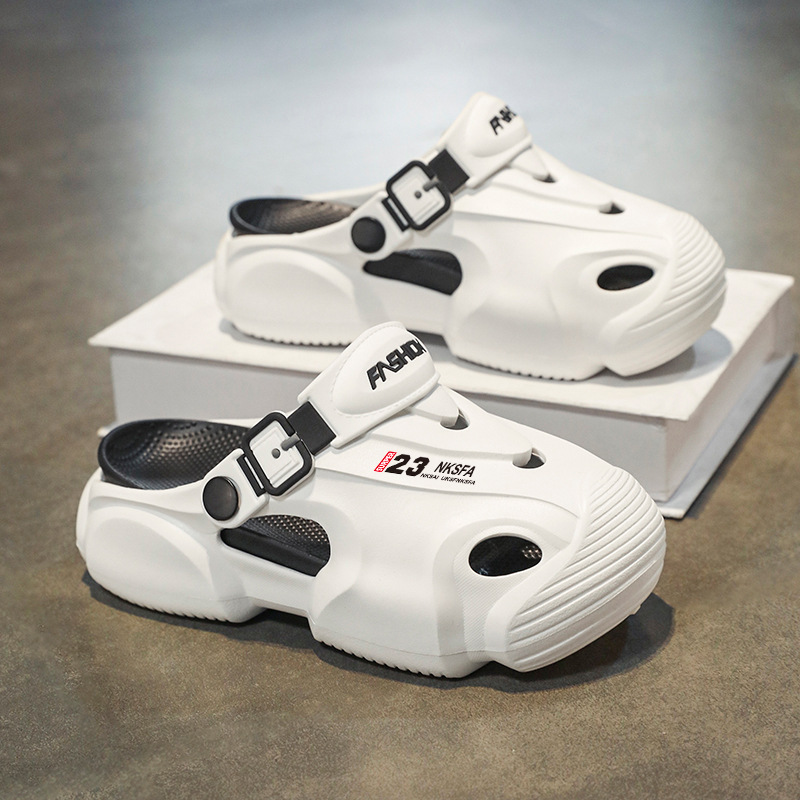 2025 Couple Style Croc Shoes Men's Thick-Soled Sandals for Big Children Baotou Slippers Girls Wading Beach Shoes