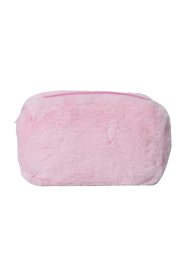 Large Capacity Cosmetics Storage Bag with High-End Elegance, Cute Appearance Candy Color Macaron Girl Soft and Fluffy Fur Makeup Bag