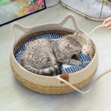 藤编筐猫窝夏季猫抓板一体超级大幼猫咪睡觉凉感宠物夏天猫床编织
