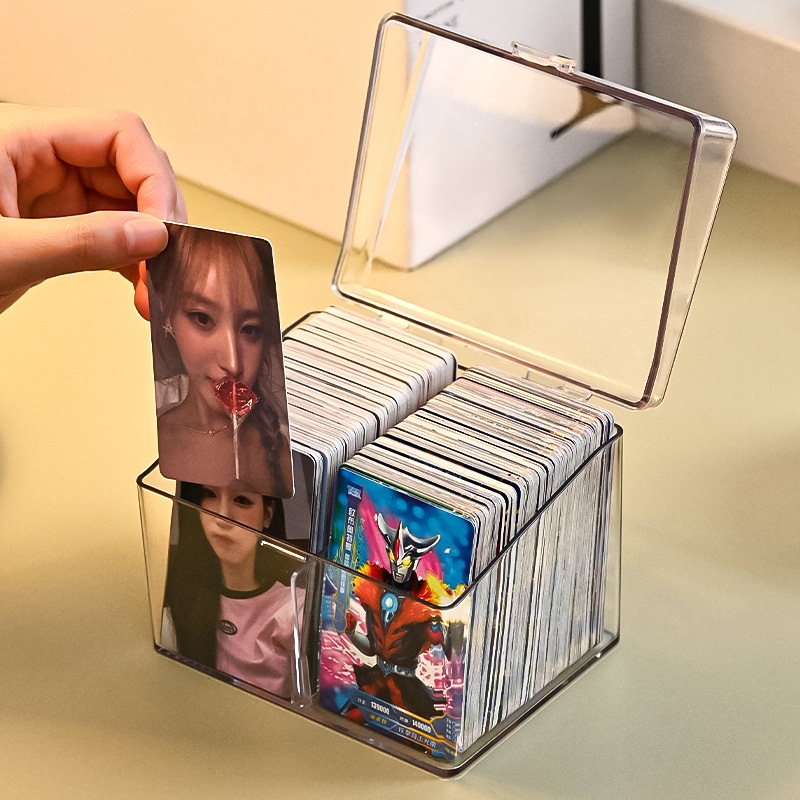 Caja de almacenamiento de cable de datos caja de clasificación de tarjeta acrílica de video transparente de cuadrícula dividida caja a prueba de polvo de escritorio de gran capacidad con tapa abatible