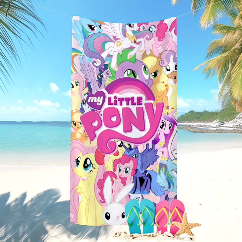 Temu Cross-Border Best-Selling Cartoon My Little Pony Children's Bath Towel Cute My Little Pony Printed Beach Towel