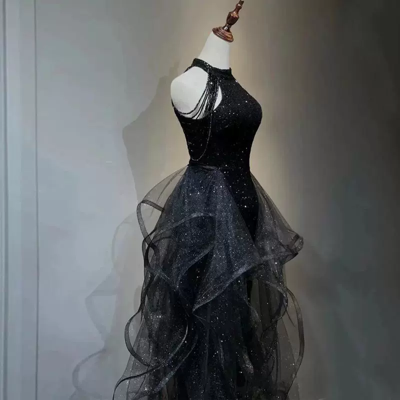 Черные ногти с sequins, вечернее платье, юбка, новая коллекция