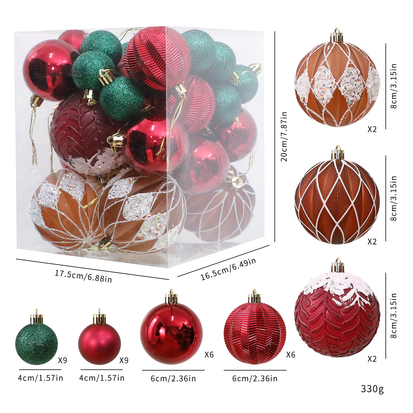 Shengyuan nueva caja de bola de Navidad galvanizada 36pcs decoración de árbol de Navidad ventana decoración de personalidad