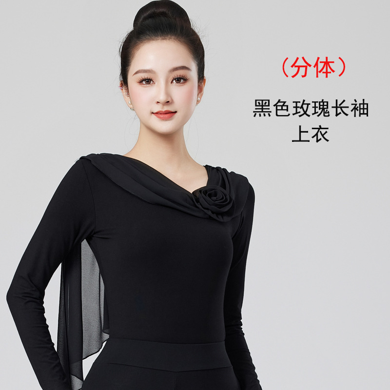 Split-black rose long sleeve top / S