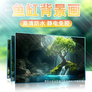 Fish Tank Background Sticker High-Definition Picture Free of Electrostatic Film Customization 5D Stereo Landscaping Chinese Style Background Painting 3D