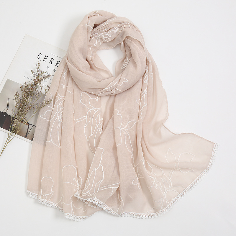 200g Weight Silk Scarf Classification Holiday, Daily Occasion Polyester Material Flower Pattern Spring, Autumn Season Women's Gender Sweet, Pastoral Style Women's Sweet Pastoral Flower Polyester Silk Scarf 3