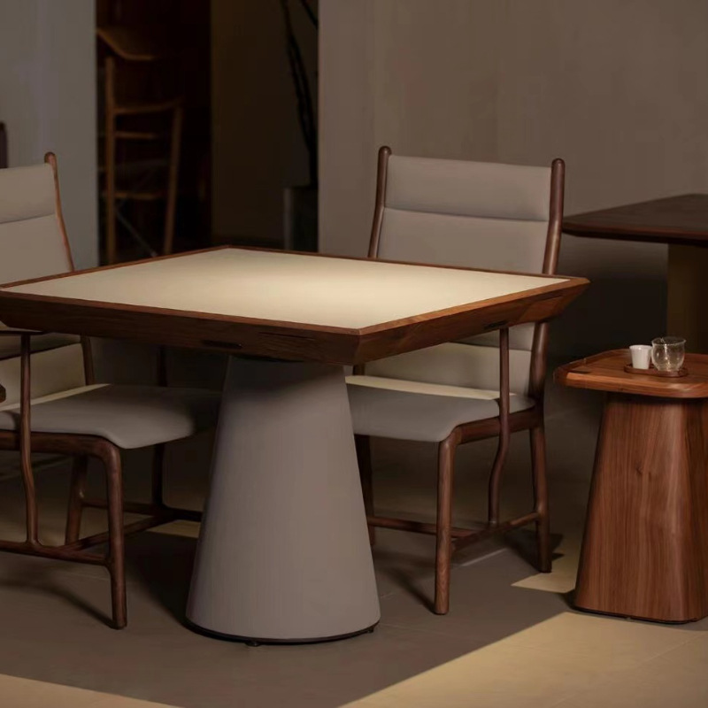 Nueva mesa de huevo de estilo chino mesa de comedor de madera maciza mesa de comedor para el hogar reunión negociación mesa cuadrada de ajedrez mesa de entretenimiento color nogal negro