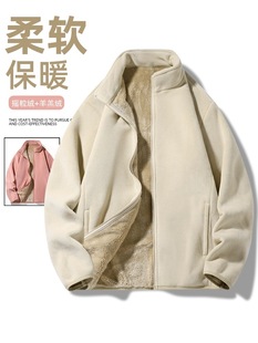 high quality Lamb Wool Fleece Coat Winter Fleece Coat Women's Autumn and Winter fleece-lined Thickened Lamb Wool Sweatshirt for Men