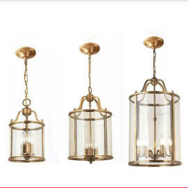 全铜吊灯欧式简约现代美式餐厅过道灯玄关楼梯入户门厅铜吊灯