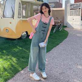 实拍2026年夏季新款韩系盘口牛仔背带裤