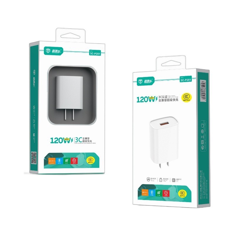Cargador de carga rápida de 120W compatible con GaN3C para Android Cargador de carga rápida de Apple Type-C