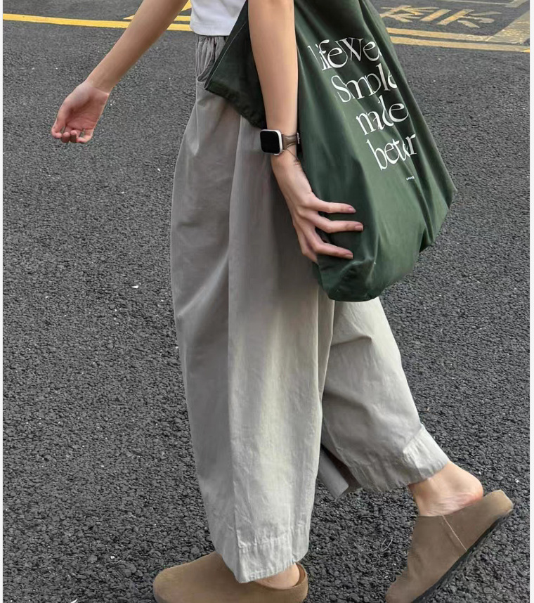 Quần culottes nữ ống rộng vải khô nhanh phong cách Nhật thoải mái — Quần xám chi tiết 2