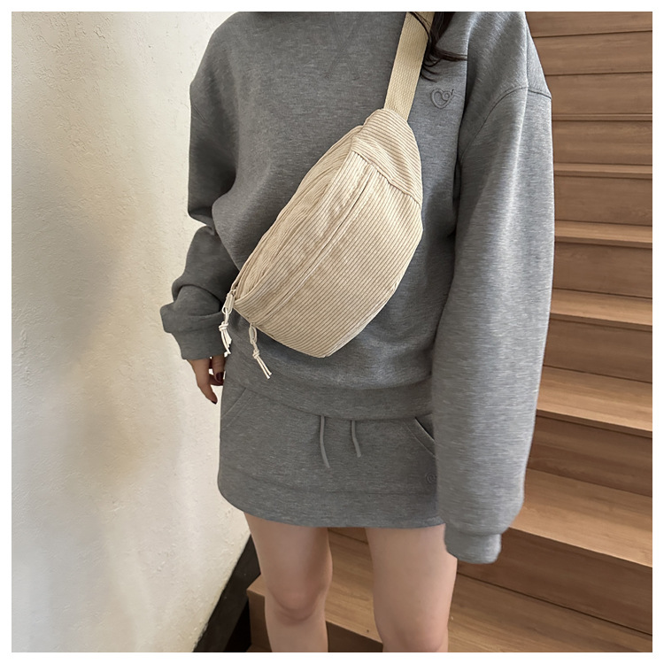 Frauen Taille Tasche Cord Student Schulter Handtasche Crossbody Brust Brust Tasche Fanny Pack Mode Telefon Weibliche Bum Gürtel Geldbörse 2025 – Detail 6