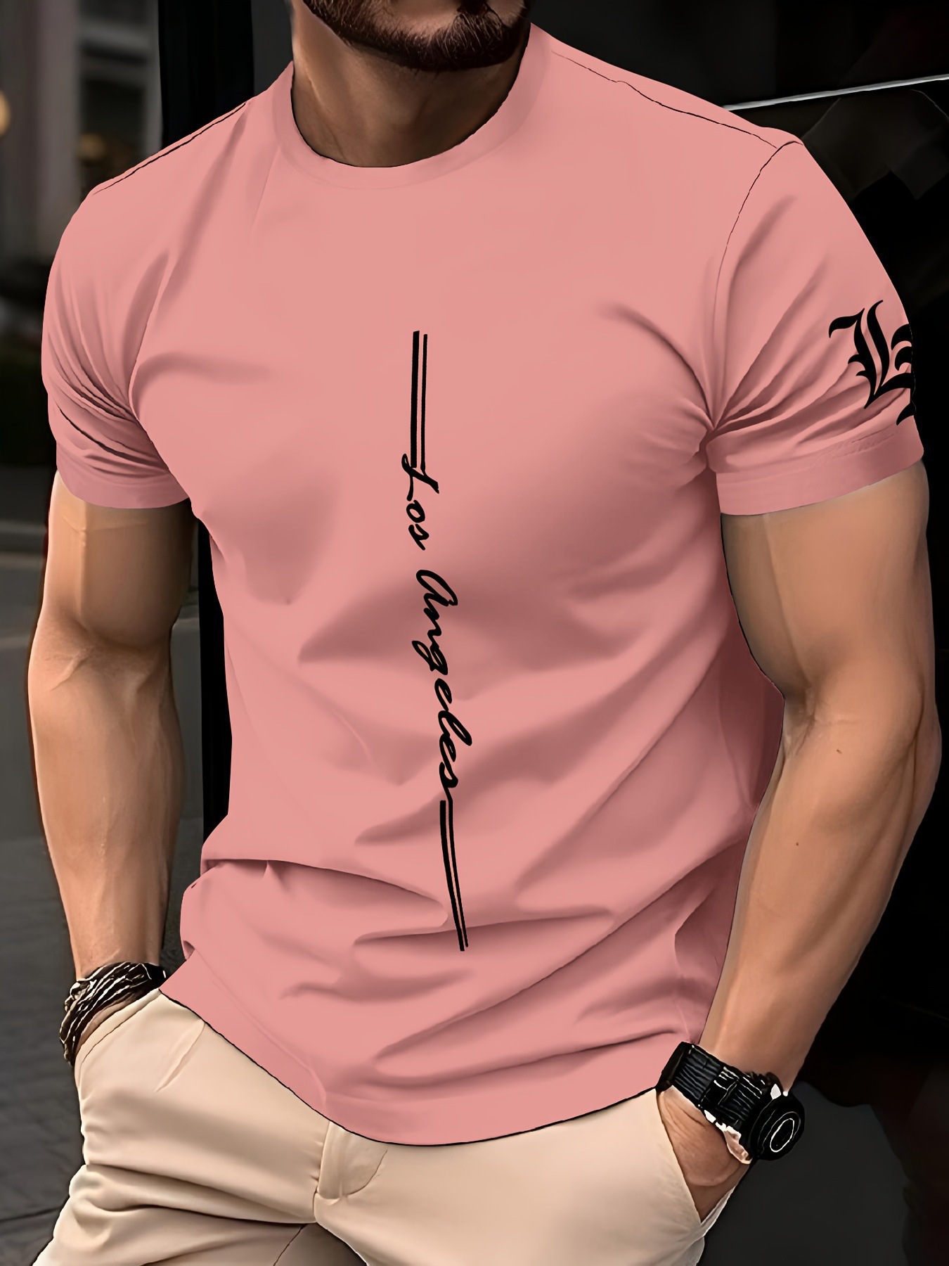 Summer Casual Fashion Men's T-Shirt Trendy 3D Printed Short Sleeve Top Los Angeles Los Angeles Simple Style_viptrois.com
