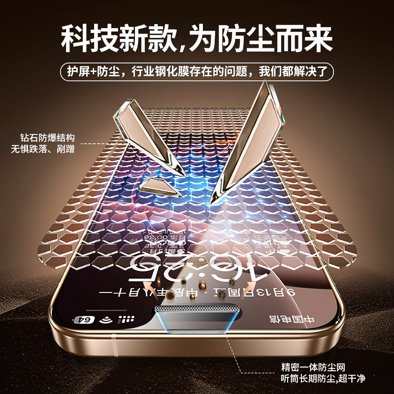 适用苹果17promax无尘仓360度防窥钢化膜电镀手机贴膜iphone6批发|undefined