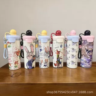 朱迪尼克卡通不锈钢浮球吸管保温杯大容量便携带挂绳水杯