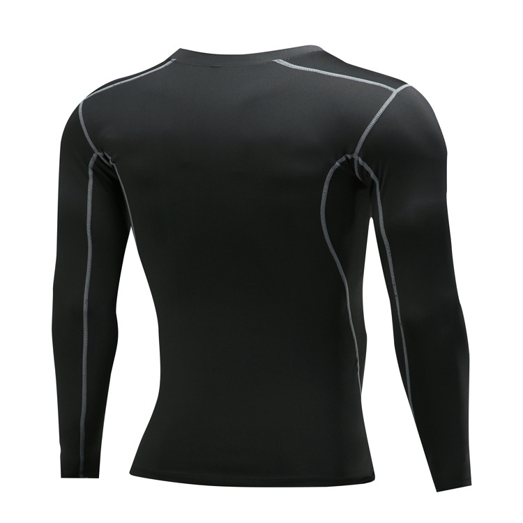 Maglia a compressione termica foderata in pile da uomo per palestra, corsa, basket e allenamento all'aperto, strato di base per allenamento a maniche lunghe per inverno e autunno_voghion.com