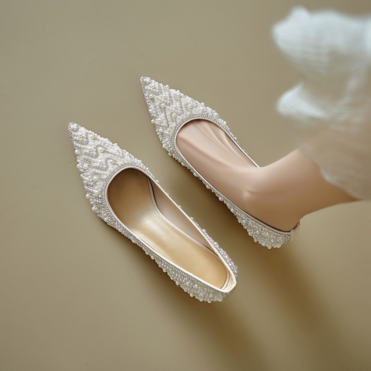 Rhinestone and Pearl Stiletto Bridal Pumps