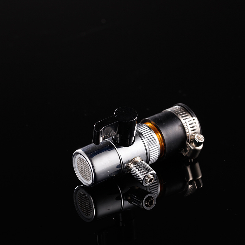 Válvula de corte único 2 puntos + cabeza de goma grifo con cabeza + interruptor válvula purificador de agua válvula accesorios conector