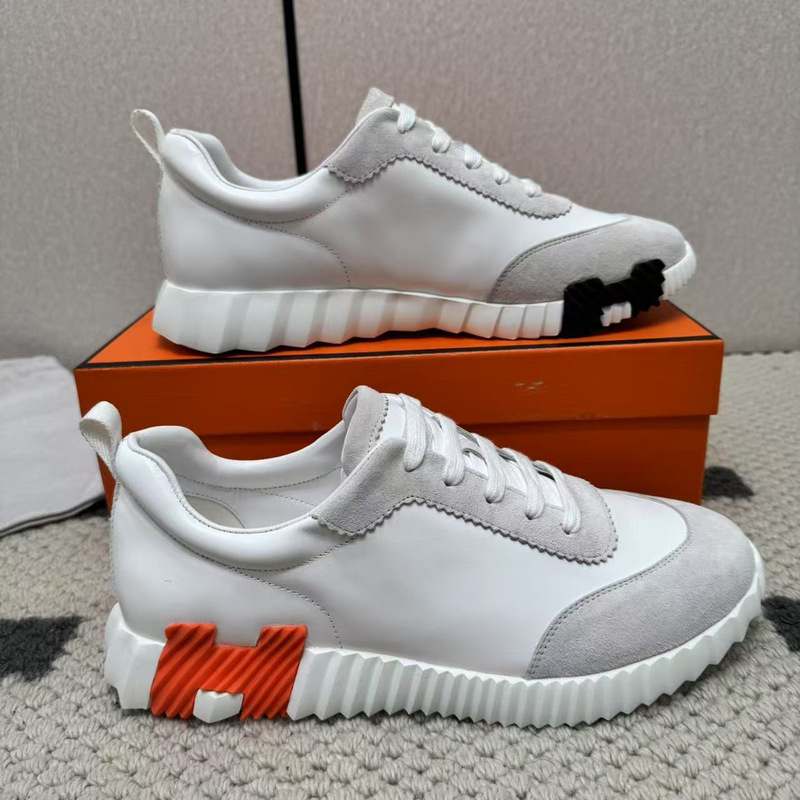 H Brand Casual Sports Shoes Genuine Leather Summer Breathable Lace-Up Men's Shoes Black Suede Fly-Knit Mesh Women's Foreign Trade Cross-Border