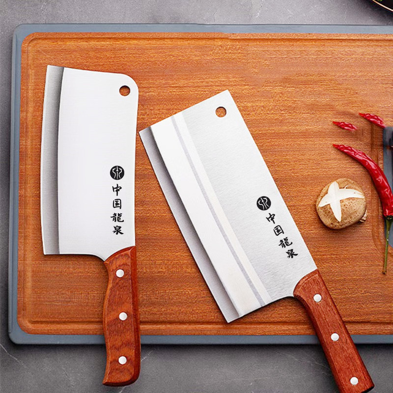 中国龙泉菜刀家用锰钢锻打厨师专用切片刀切肉刀砍骨斩切两用刀具