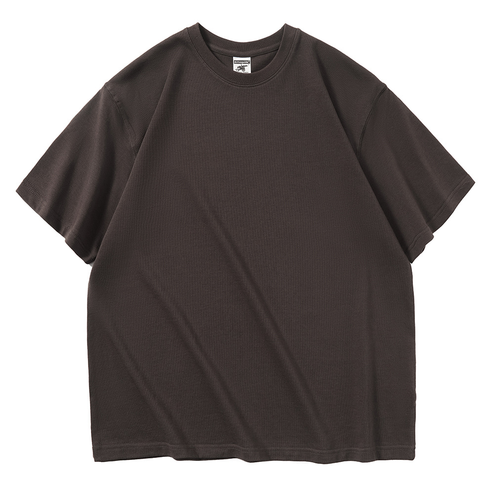 メンズ夏のAG280gマーク沁男士重ポンド丸襟tシャツ純綿純色潮男半袖男プリントt