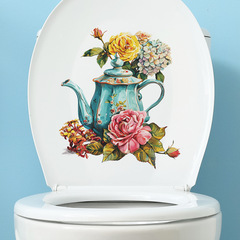 Spring flowers retro watering can children's bedroom toilet sticker home decoration wall sticker sticker self-adhesive wholesale cross-border