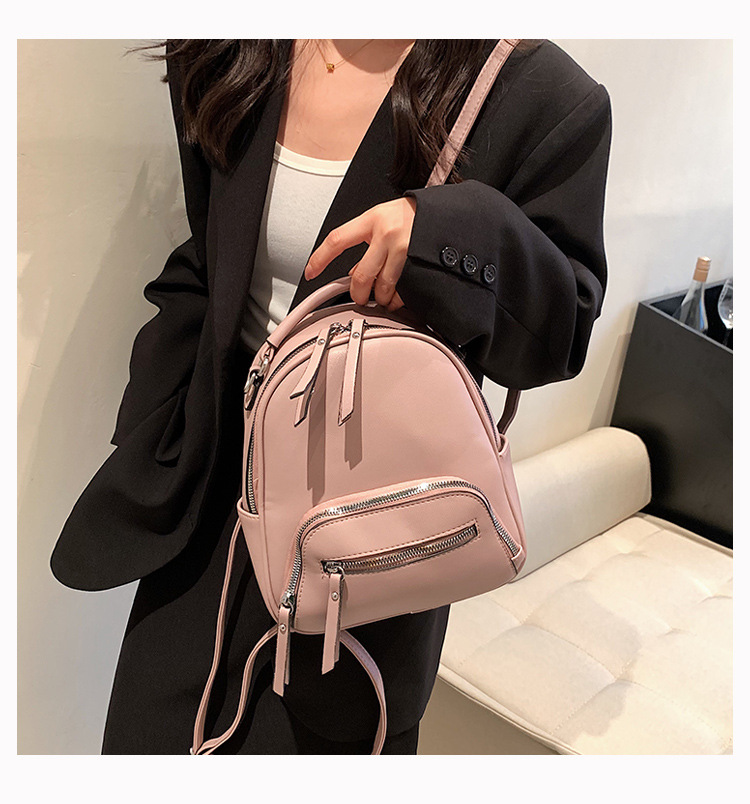 Fashionable And Versatile Solid Color Backpack Women's Urban Minimalist PU Business Backpack_voghion.com
