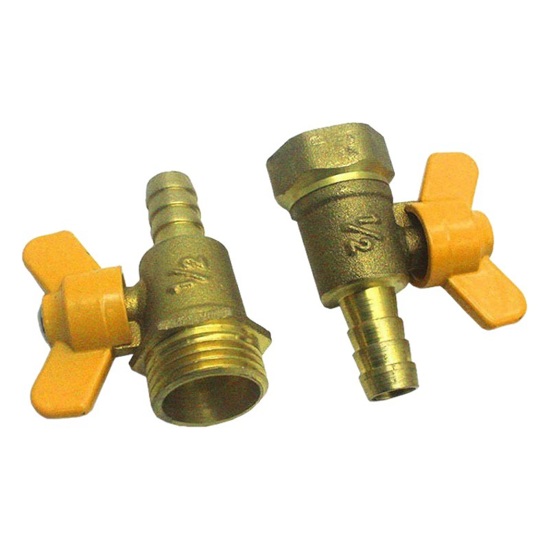 Медный газовый Дроссельный клапан соединитель шланга внутренние и внешние зубы двойной штекер шланга шаровой клапан газовый выключатель 4 точки нефритовое кольцо клапан завод