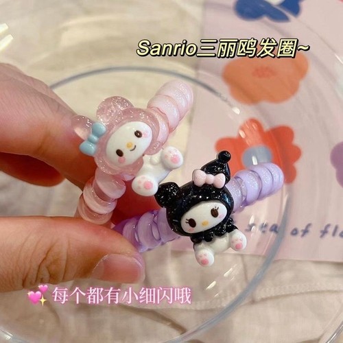 Cute Sanrio colorful phone cord hair band ins internet celebrity cartoon couple bestie bracelet Japanese and Korean student hair accessories
