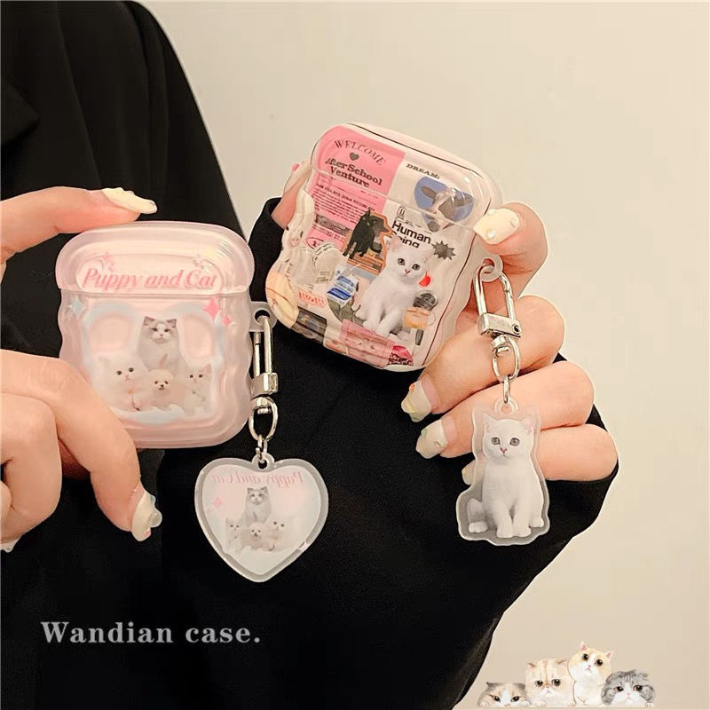 Love Couple Cat Airpods 4 Case Apple Wireless Bluetooth Headset Case Pro3 Headset Case