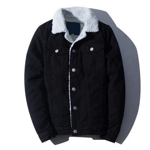 Теплая джинсовая мужская куртка с пухом, slim fit, увеличенная толщина