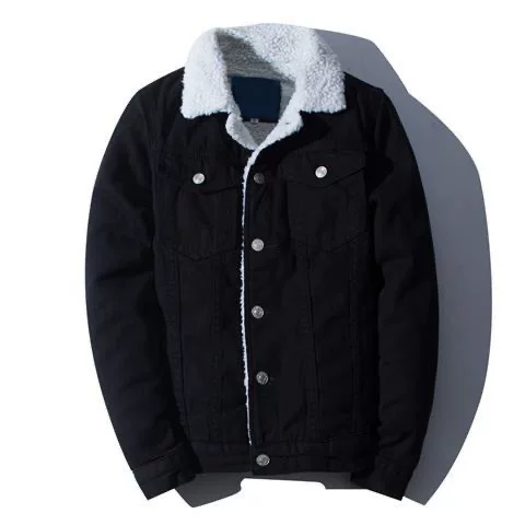 Теплая джинсовая мужская куртка с пухом, slim fit, увеличенная толщина