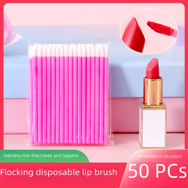 Kunteng flocking lip brush stick high color value no hair loss no odor small and light solid lip brush beauty tool