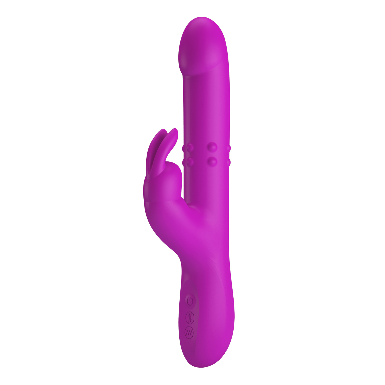 Rabbit Vibrator Rechargeable Silicone Rotating Telescopic Wand_voghion.com