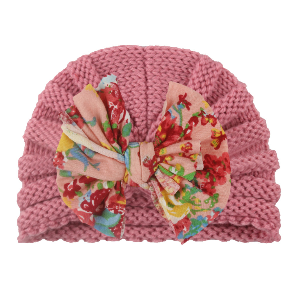 Children Unisex Fashion Bow Knot Printing Wool Cap display picture 8