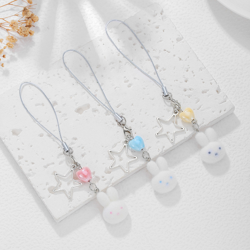 Cute Flocked Miffy Rabbit Phone Chain DIY Beaded Girly Bag Card Holder Pendant Keychain Gift for Best Friends Cute Flocked Miffy Rabbit Phone Chain DIY Beaded Girly Bag Card Holder Pendant Keychain Gift for Best Friends