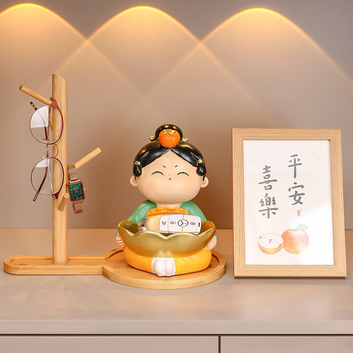 Creative Tang Lady Entrance TV Cabinet Setup Table for Housewarming and New Home Decoration Living Room Desktop Keychain Storage Tray