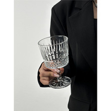 复古ins风太阳花浮雕玻璃杯高颜值酒杯设计感饮料果汁高脚水杯子