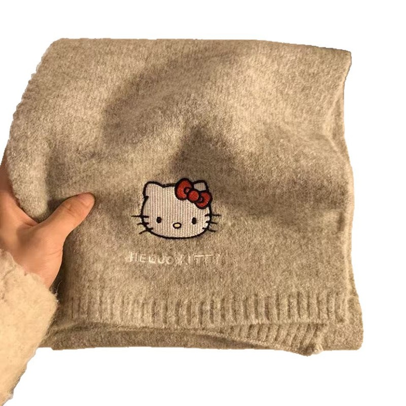 新款百搭可爱小猫毛线围脖女冬季加厚保暖日系仿羊毛亲肤针织围巾|undefined