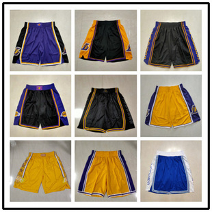 Basketball Pants in stock Bulls Lakers Grizzly Jordan Basketball Pants Retro Mesh Embroidered Striped Shorts Large Cong