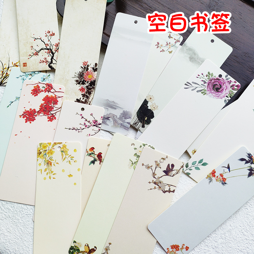 40 marcadores de estilo chino creativos tarjetas colgantes pequeñas flores y pájaros festivales retro deseos regalos de deseos tarjetas pequeñas