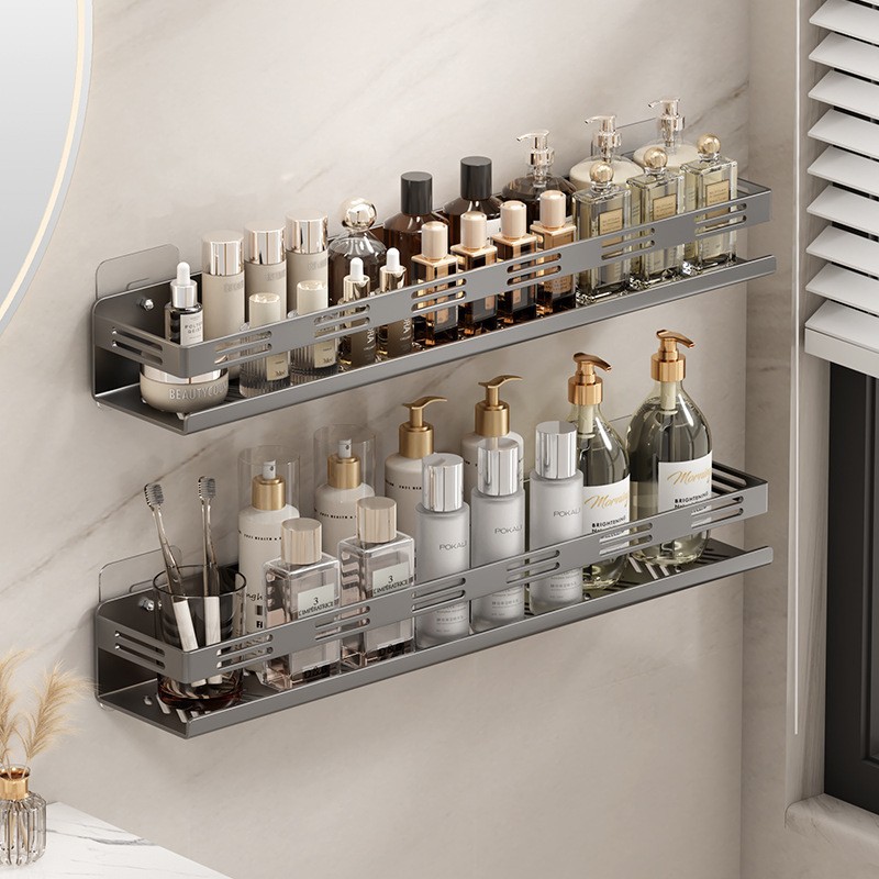 Kitchen spice rack, punch-free multifunctional spice supplies storage rack, stainless steel drain tray