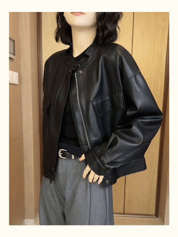 秋冬新作レザージャケット、ショートレディースレザージャケット、ゆったりスリムレディースジャケット、ファッショナブルで多用途なカジュアルジャケット|undefined