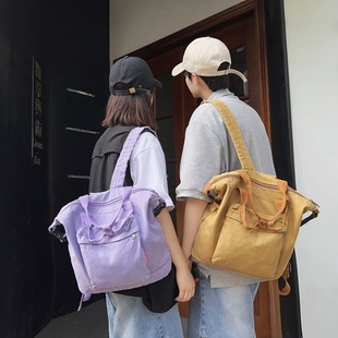 Canvas Backpack Women's 2024 New Arrival Backpack Student's Artistic Retro Solid Color All-match Shopping Travel Small Schoolbag for Men