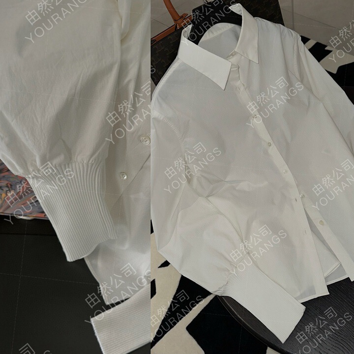 Yuran 26 Early Spring New Model Vc Combed Mercerized Cotton Air-Washed Ribbed Knit Patchwork Loose Shirt