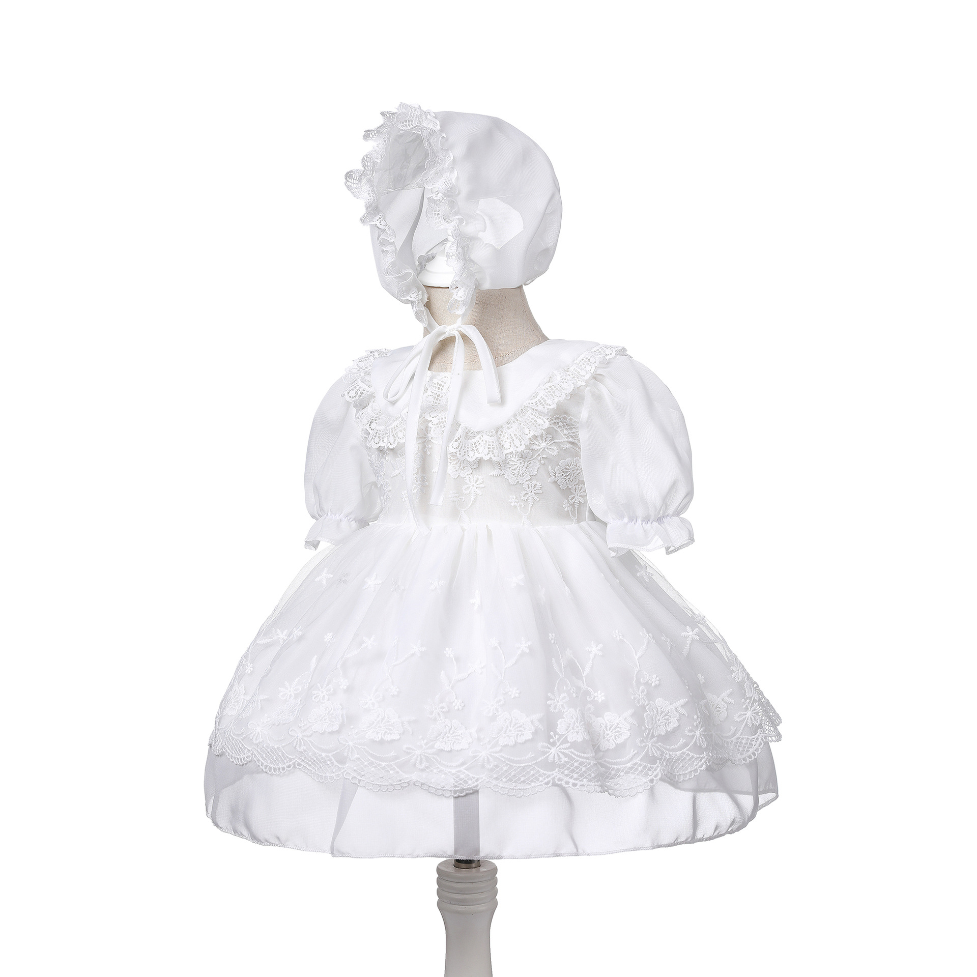 123-Verano ligero transpirable bebé estilo occidental gasa princesa vestido bebé Luna Llena vestido niña bebé encaje vestido