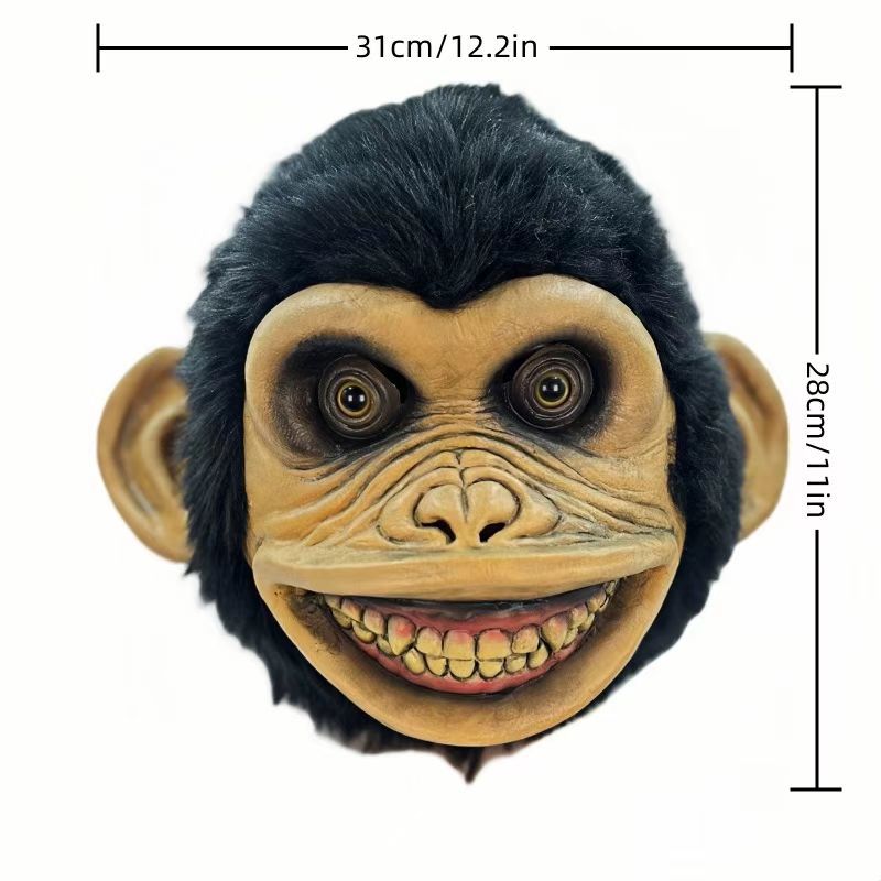 2025 Halloween nueva máscara de látex animal orangutan transmisión en vivo extraña Cos artefacto animal monstruo manga de cabeza de mono