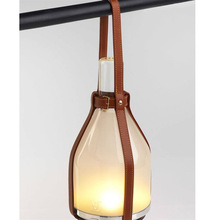 新款柚子灯卧室床头台灯皮套 创意玻璃蜡烛杯便携手提挂式灯套